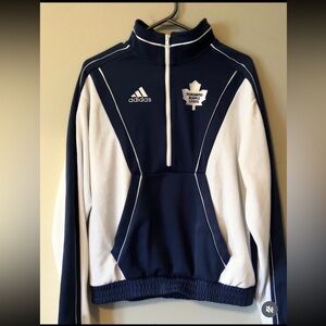Adidas Blue and White Zip-Up Sweater
